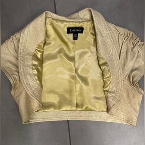 Vintage Bebe, metallic gold leather bolero/shrug- XS
